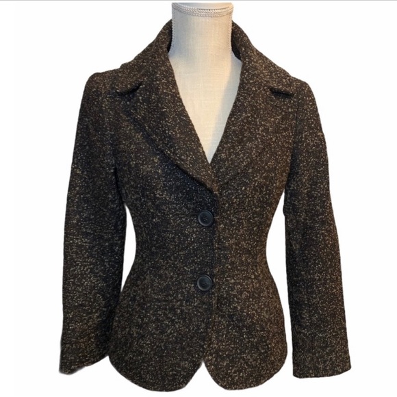 Lafayette 148 New York Tweed blazer in dark brown.Size 2 - Picture 2 of 8